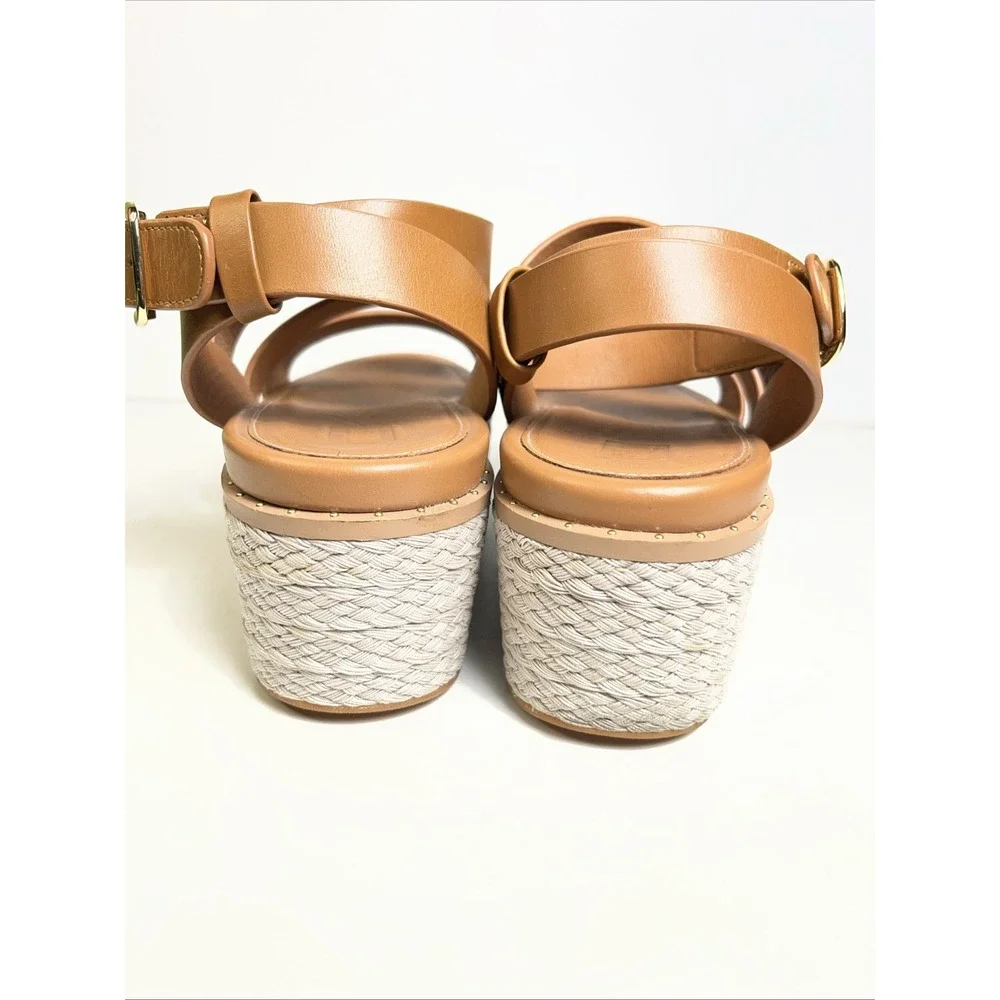 FitFlop Tan Leather PlatFForms Espadrille Wedge Sandals Size 8 Wore Once